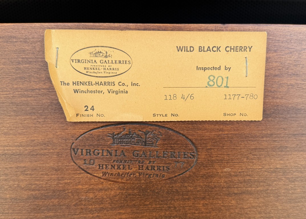 Henkel Harris Solid Black Cherry Full Size Headboard Model No. 118 Henkel Harris Solid Black Cherry Full Size Headboard Model No. 118