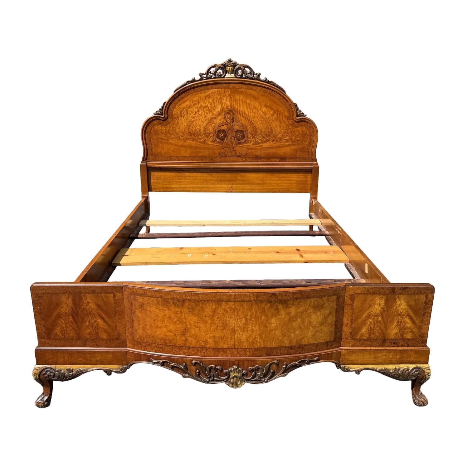 1930s Burled Walnut Full Size Bed Frame 1930s Burled Walnut Full Size Bed Frame