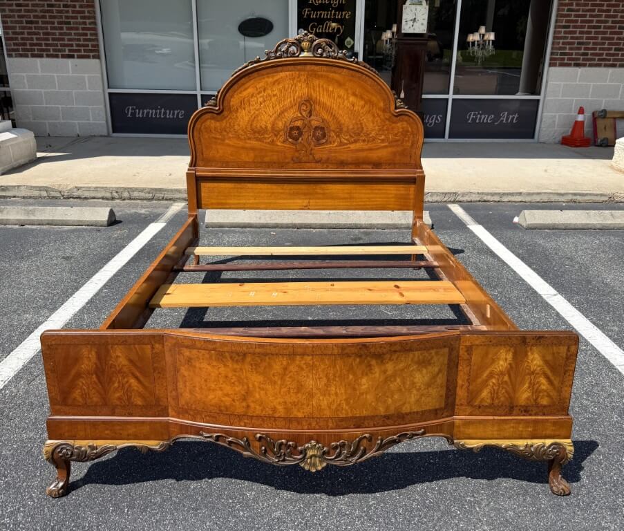 1930s Burled Walnut Full Size Bed Frame 1930s Burled Walnut Full Size Bed Frame