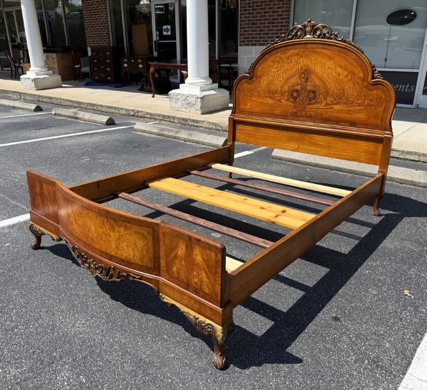 1930s Burled Walnut Full Size Bed Frame 1930s Burled Walnut Full Size Bed Frame