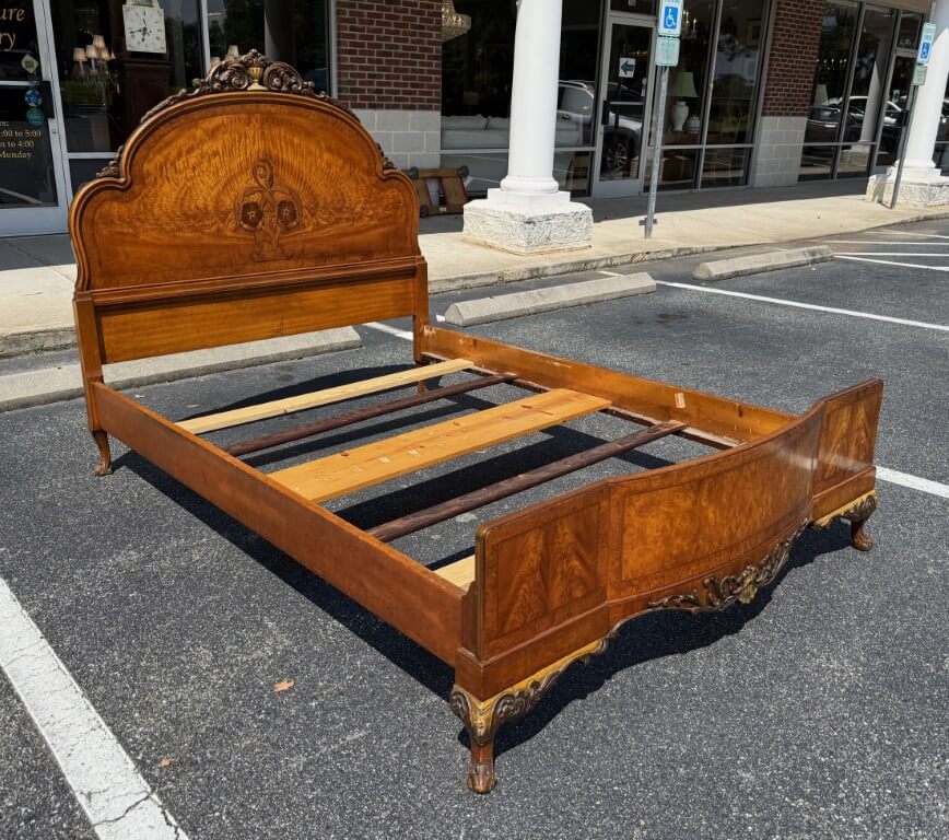 1930s Burled Walnut Full Size Bed Frame 1930s Burled Walnut Full Size Bed Frame