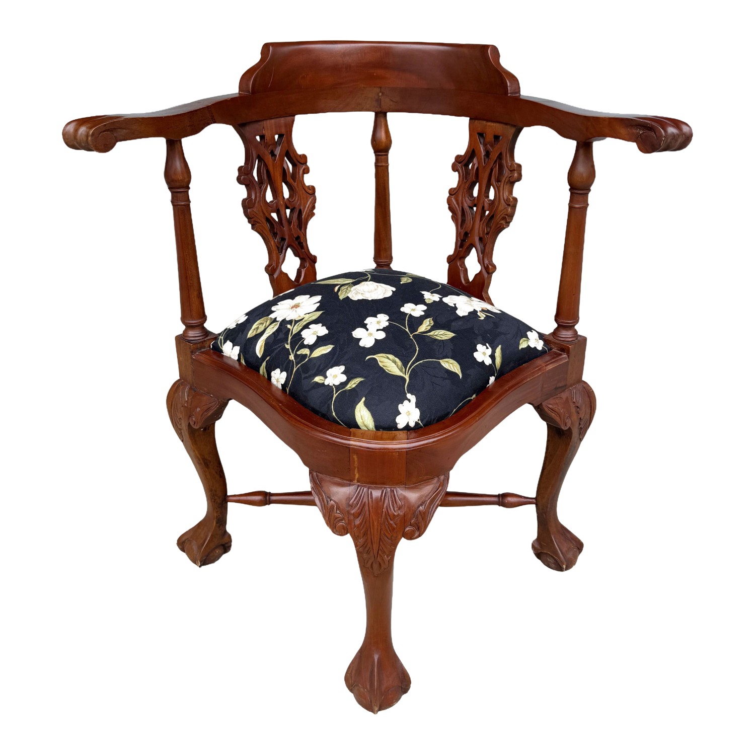 Vintage Corner Chair with Floral Upholstery Vintage Corner Chair with Floral Upholstery
