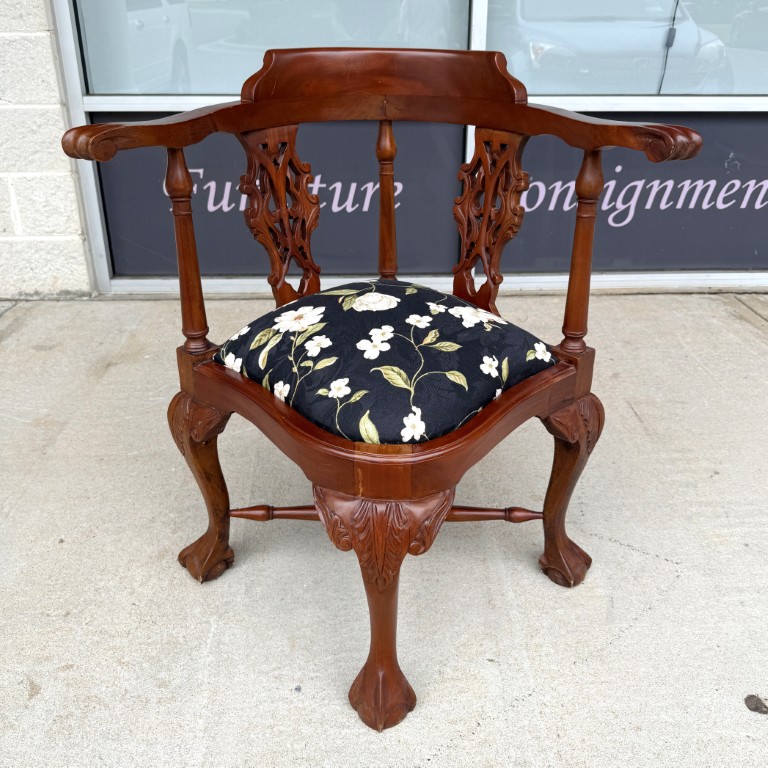Vintage Corner Chair with Floral Upholstery Vintage Corner Chair with Floral Upholstery