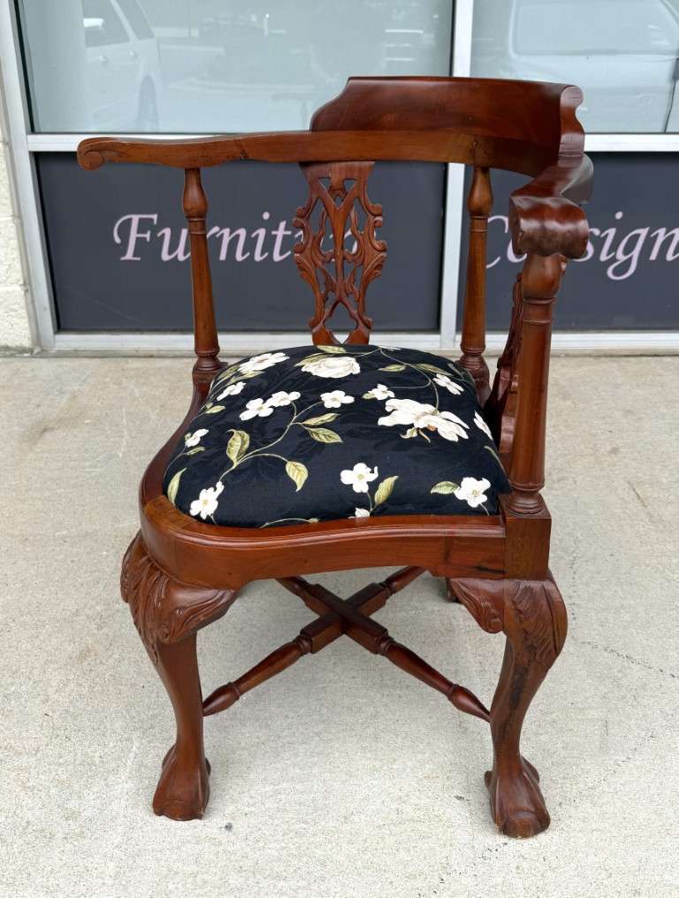Vintage Corner Chair with Floral Upholstery Vintage Corner Chair with Floral Upholstery