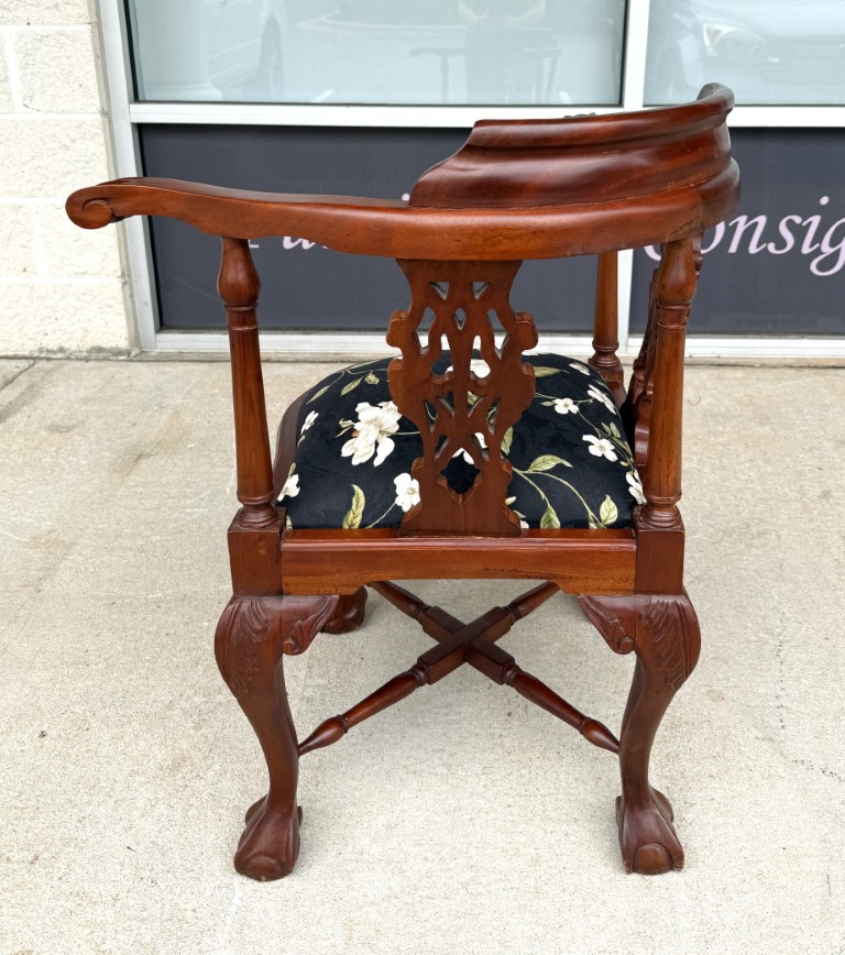 Vintage Corner Chair with Floral Upholstery Vintage Corner Chair with Floral Upholstery