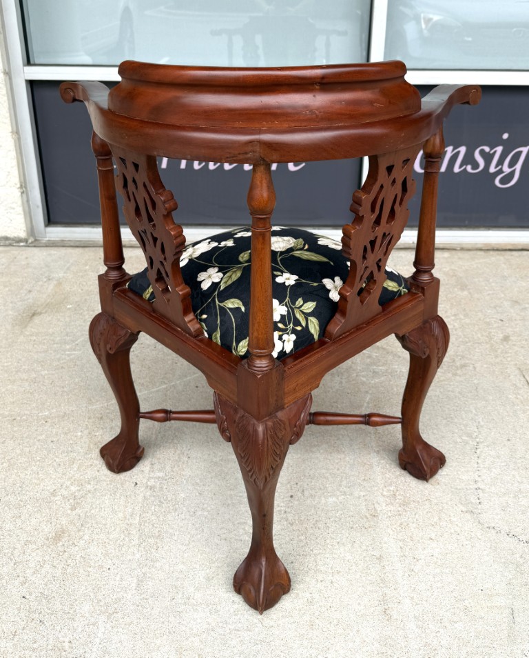 Vintage Corner Chair with Floral Upholstery Vintage Corner Chair with Floral Upholstery