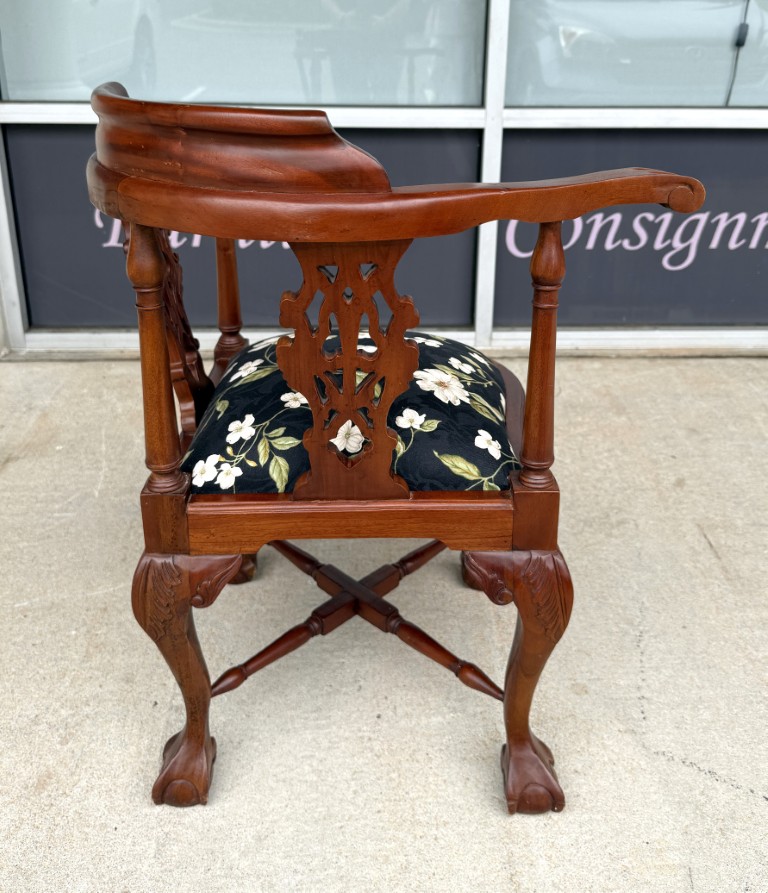 Vintage Corner Chair with Floral Upholstery Vintage Corner Chair with Floral Upholstery