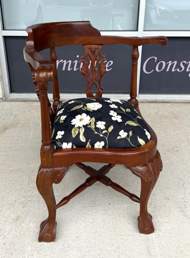 Vintage Corner Chair with Floral Upholstery Vintage Corner Chair with Floral Upholstery