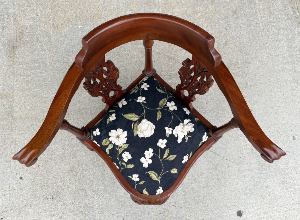 Vintage Corner Chair with Floral Upholstery Vintage Corner Chair with Floral Upholstery