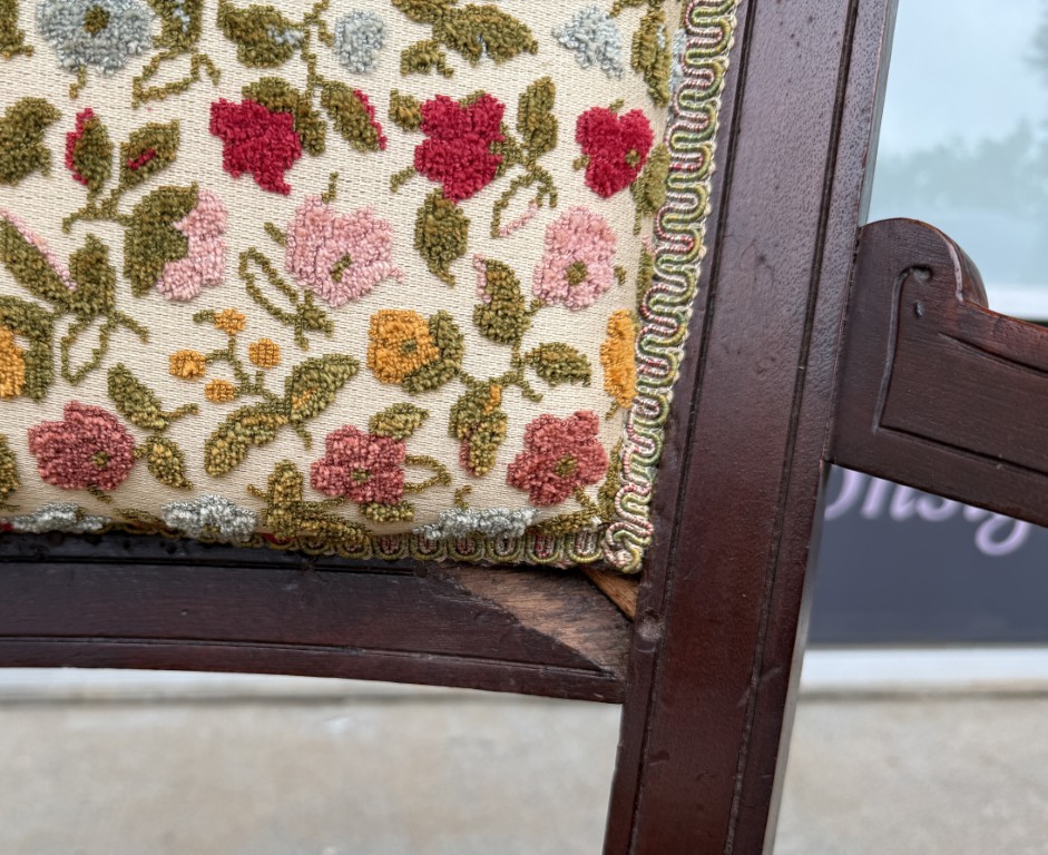 Pair of Antique Eastlake Walnut Parlor Chairs with Floral Upholstery Pair of Antique Eastlake Walnut Parlor Chairs with Floral Upholstery