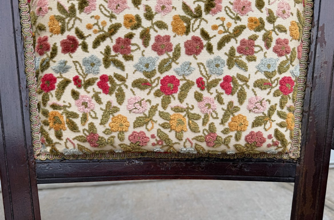 Pair of Antique Eastlake Walnut Parlor Chairs with Floral Upholstery Pair of Antique Eastlake Walnut Parlor Chairs with Floral Upholstery