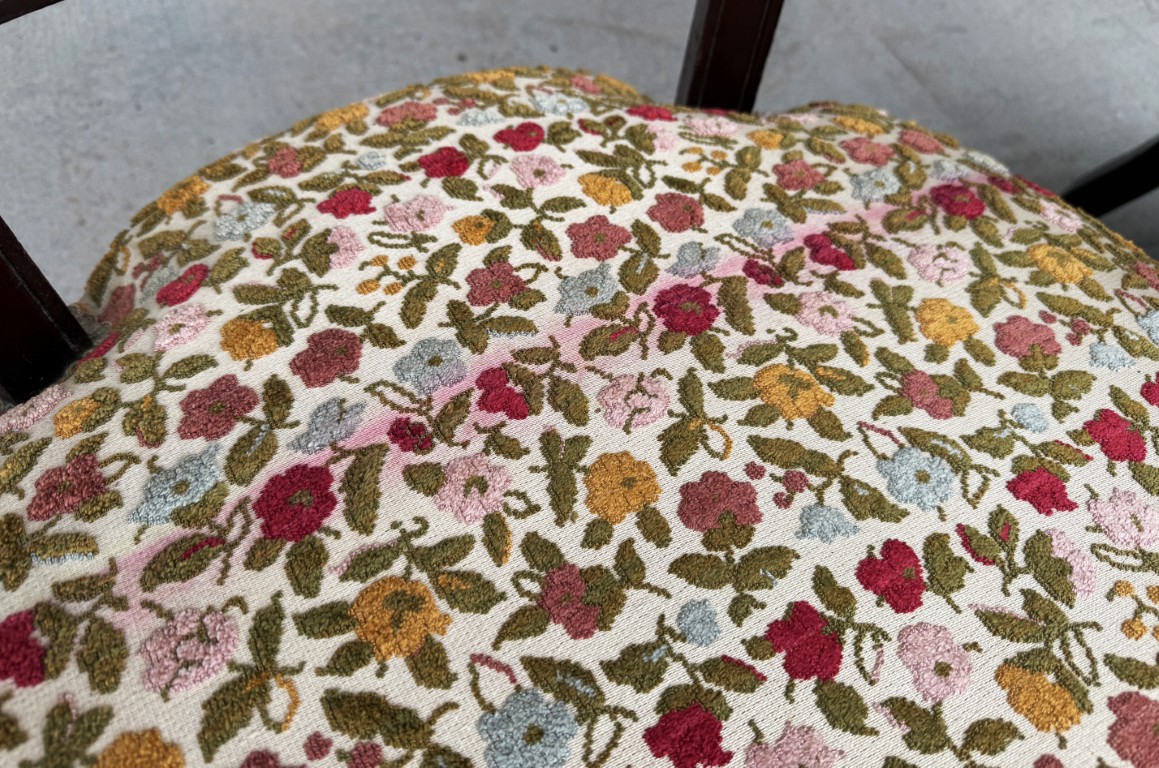 Pair of Antique Eastlake Walnut Parlor Chairs with Floral Upholstery Pair of Antique Eastlake Walnut Parlor Chairs with Floral Upholstery