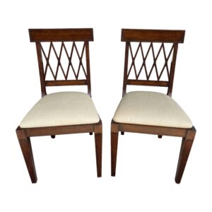 Pair of Jonathan Charles Regency Style Lattice Back Side Chairs
