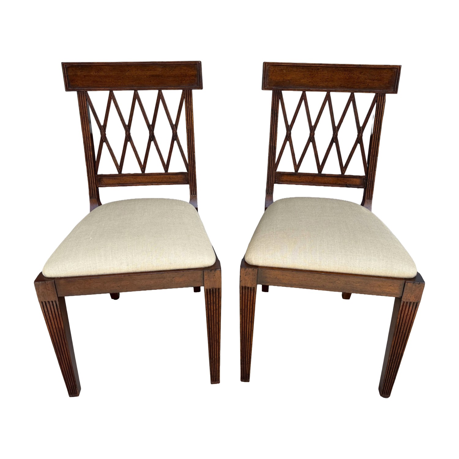 Pair of Jonathan Charles Regency Style Lattice Back Side Chairs Pair of Jonathan Charles Regency Style Lattice Back Side Chairs