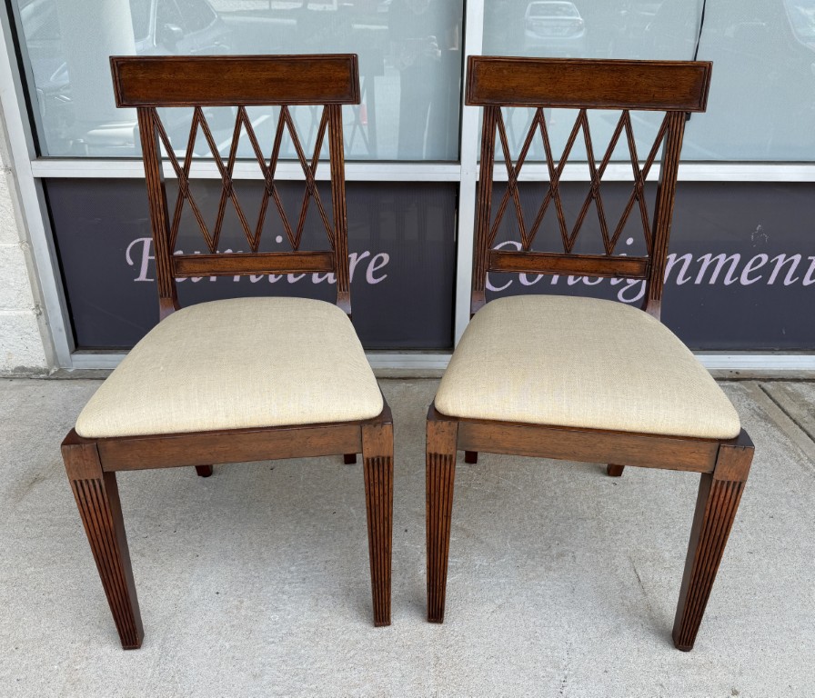Pair of Jonathan Charles Regency Style Lattice Back Side Chairs Pair of Jonathan Charles Regency Style Lattice Back Side Chairs