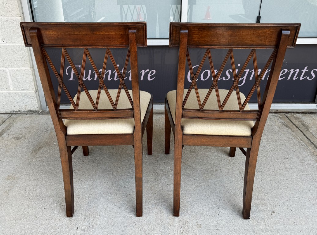 Pair of Jonathan Charles Regency Style Lattice Back Side Chairs Pair of Jonathan Charles Regency Style Lattice Back Side Chairs