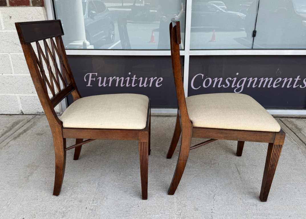 Pair of Jonathan Charles Regency Style Lattice Back Side Chairs Pair of Jonathan Charles Regency Style Lattice Back Side Chairs