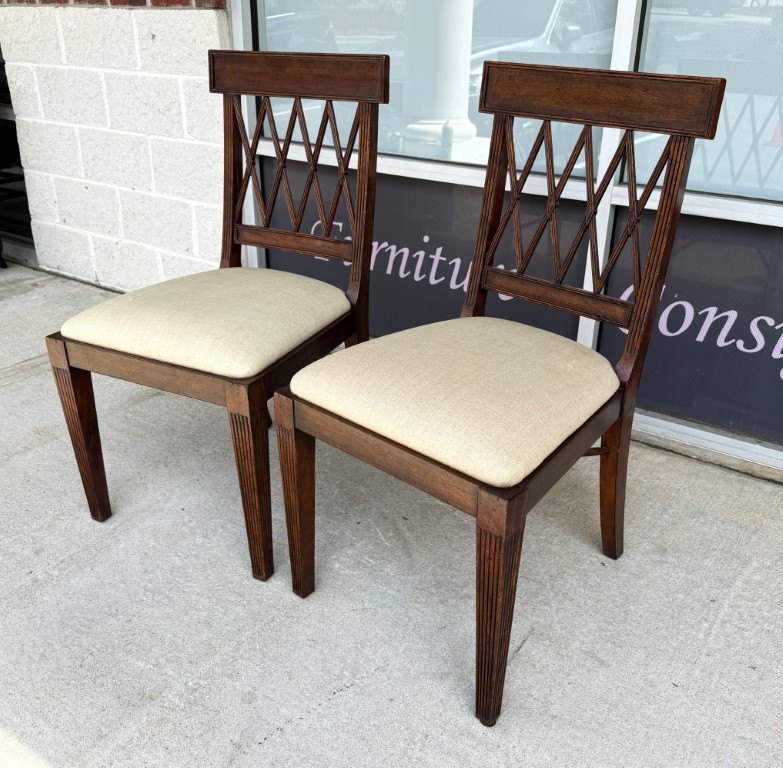 Pair of Jonathan Charles Regency Style Lattice Back Side Chairs Pair of Jonathan Charles Regency Style Lattice Back Side Chairs