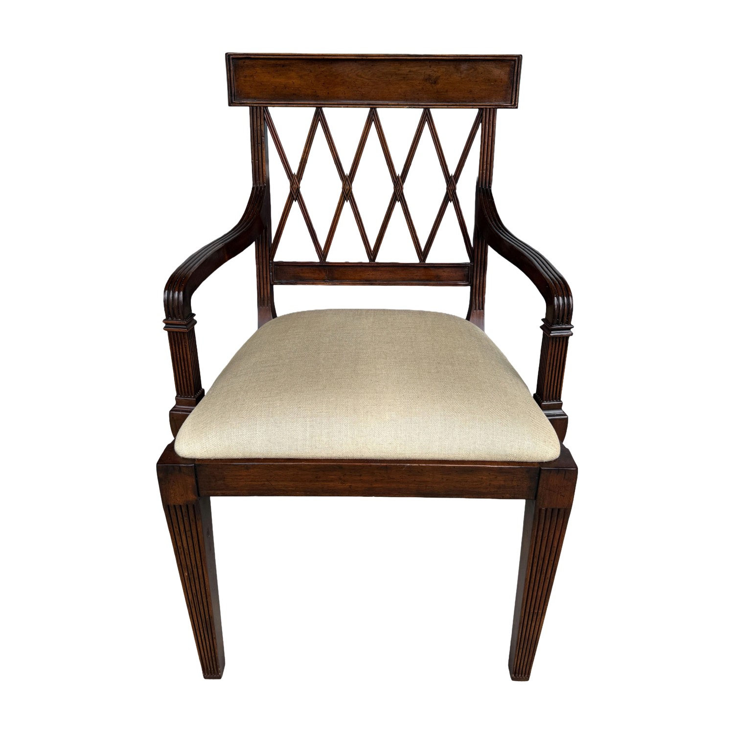 Jonathan Charles Regency Style Lattice Back Arm Chair Jonathan Charles Regency Style Lattice Back Arm Chair