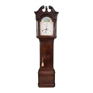 Early American Grandfather Clock Attributed to James Wilson with Hand-Painted Clock Face