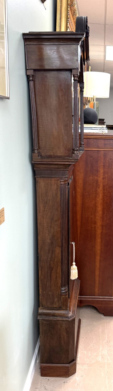 Early American Grandfather Clock Attributed to James Wilson with Hand-Painted Clock Face Early American Grandfather Clock Attributed to James Wilson with Hand-Painted Clock Face