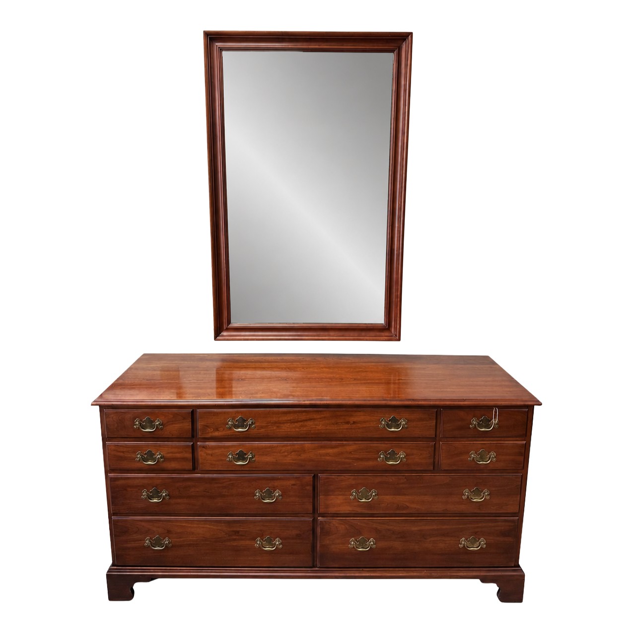Henkel Harris Solid Black Cherry Dresser with Mirror Model Nos. 124 & 125 Henkel Harris Solid Black Cherry Dresser with Mirror Model Nos. 124 & 125