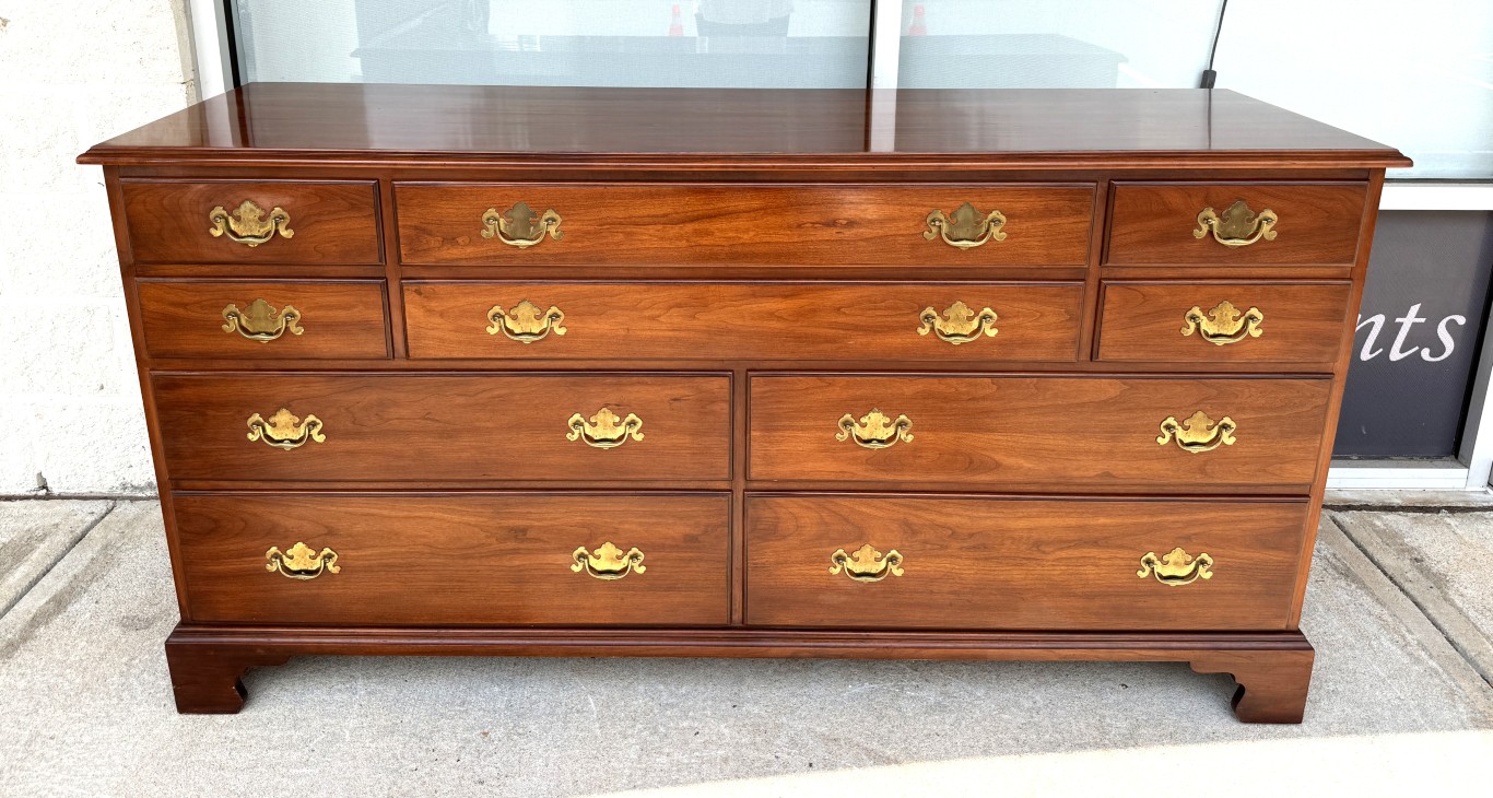 Henkel Harris Solid Black Cherry Dresser with Mirror Model Nos. 124 & 125 Henkel Harris Solid Black Cherry Dresser with Mirror Model Nos. 124 & 125