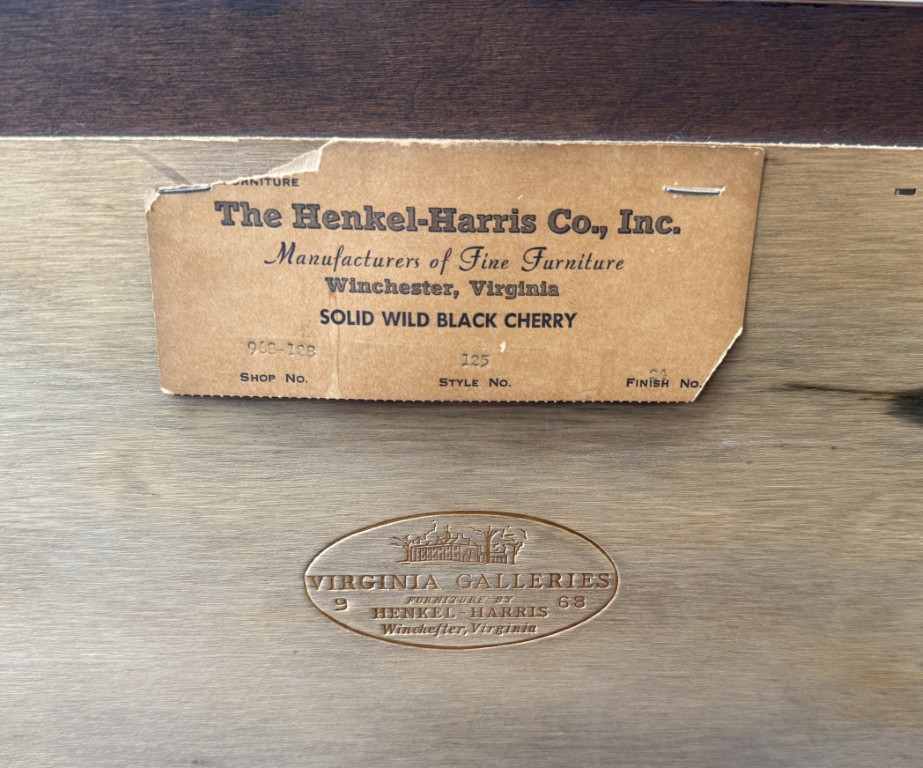 Henkel Harris Solid Black Cherry Dresser with Mirror Model Nos. 124 & 125 Henkel Harris Solid Black Cherry Dresser with Mirror Model Nos. 124 & 125