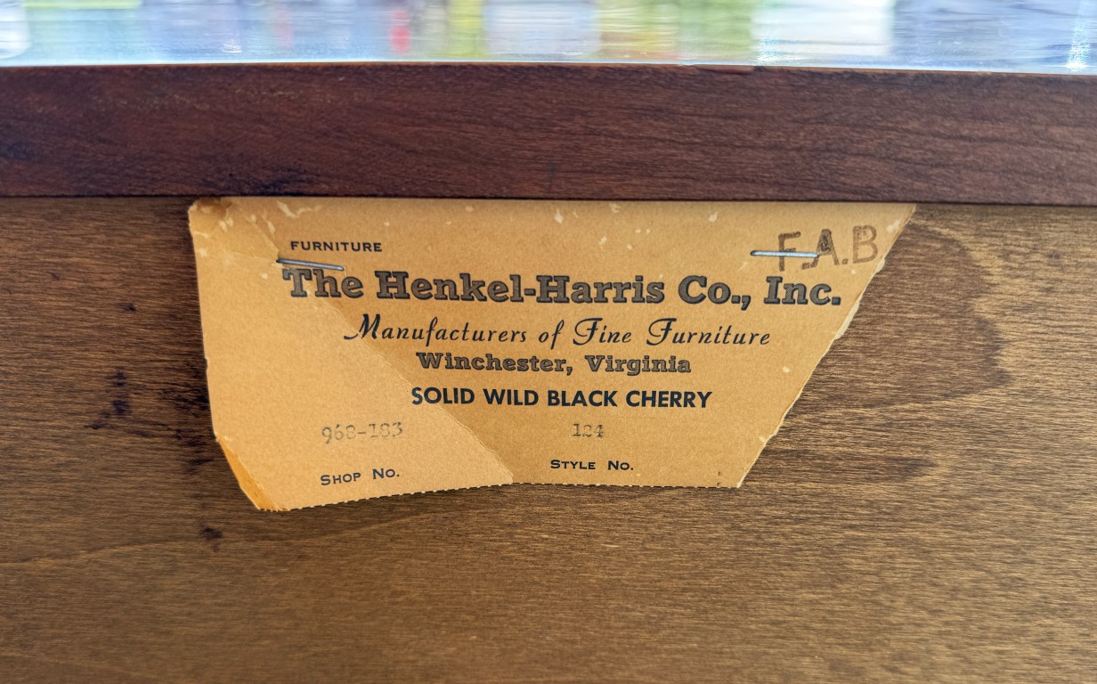 Henkel Harris Solid Black Cherry Dresser with Mirror Model Nos. 124 & 125 Henkel Harris Solid Black Cherry Dresser with Mirror Model Nos. 124 & 125