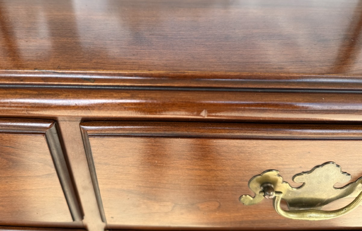 Henkel Harris Solid Black Cherry Dresser with Mirror Model Nos. 124 & 125 Henkel Harris Solid Black Cherry Dresser with Mirror Model Nos. 124 & 125