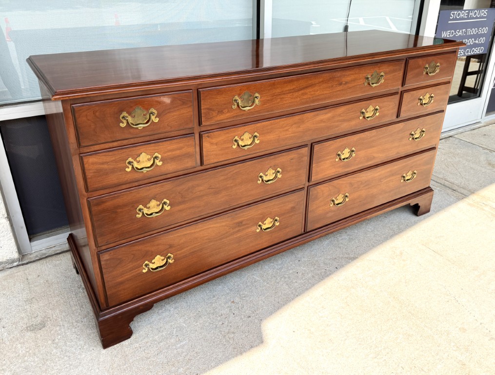 Henkel Harris Solid Black Cherry Dresser with Mirror Model Nos. 124 & 125 Henkel Harris Solid Black Cherry Dresser with Mirror Model Nos. 124 & 125