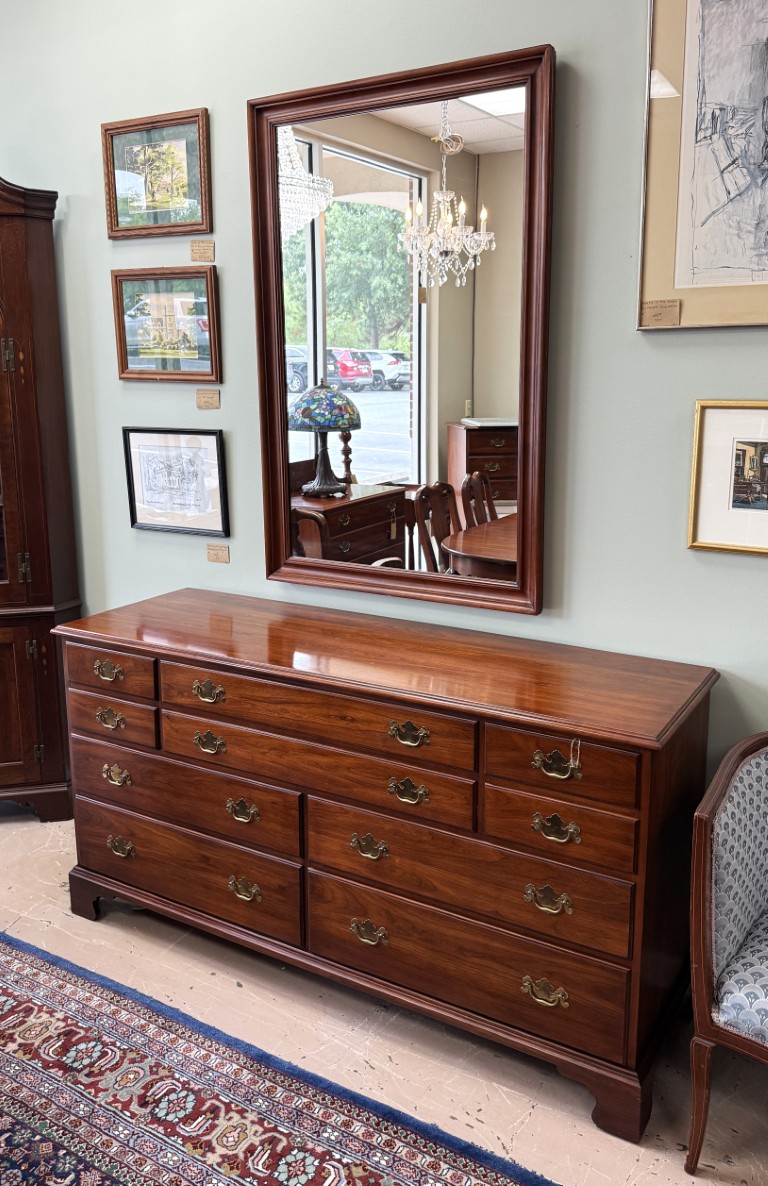 Henkel Harris Solid Black Cherry Dresser with Mirror Model Nos. 124 & 125 Henkel Harris Solid Black Cherry Dresser with Mirror Model Nos. 124 & 125