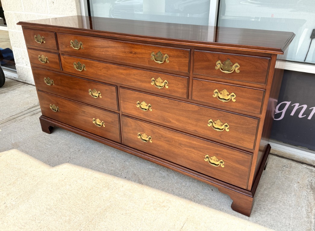 Henkel Harris Solid Black Cherry Dresser with Mirror Model Nos. 124 & 125 Henkel Harris Solid Black Cherry Dresser with Mirror Model Nos. 124 & 125