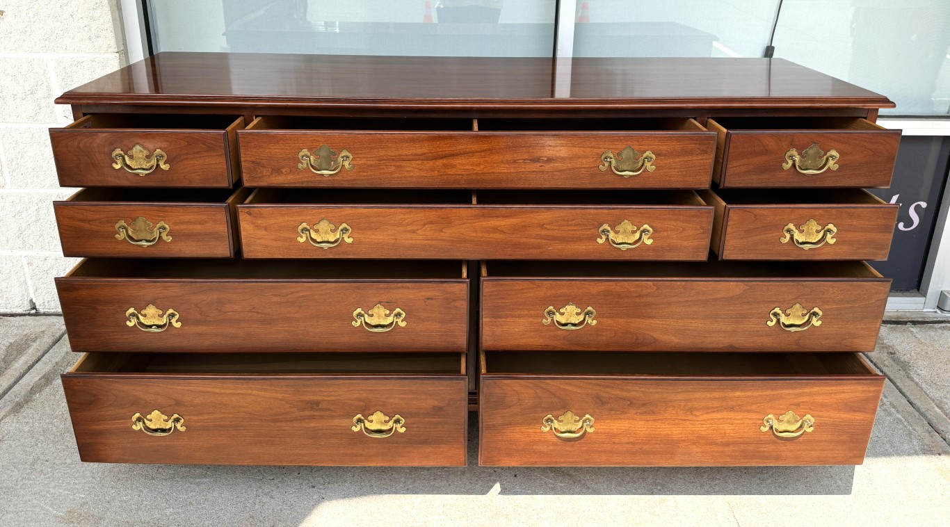 Henkel Harris Solid Black Cherry Dresser with Mirror Model Nos. 124 & 125 Henkel Harris Solid Black Cherry Dresser with Mirror Model Nos. 124 & 125