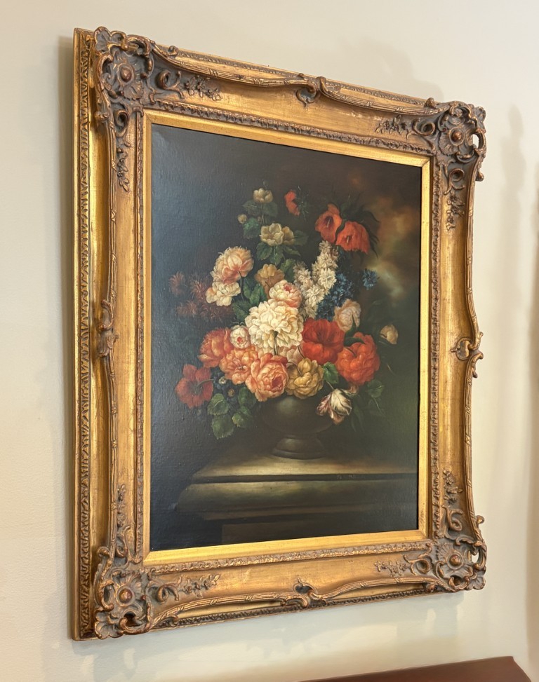Large Signed Original Oil on Canvas Painting Still Life of Flowers in Vase Large Signed Original Oil on Canvas Painting Still Life of Flowers in Vase