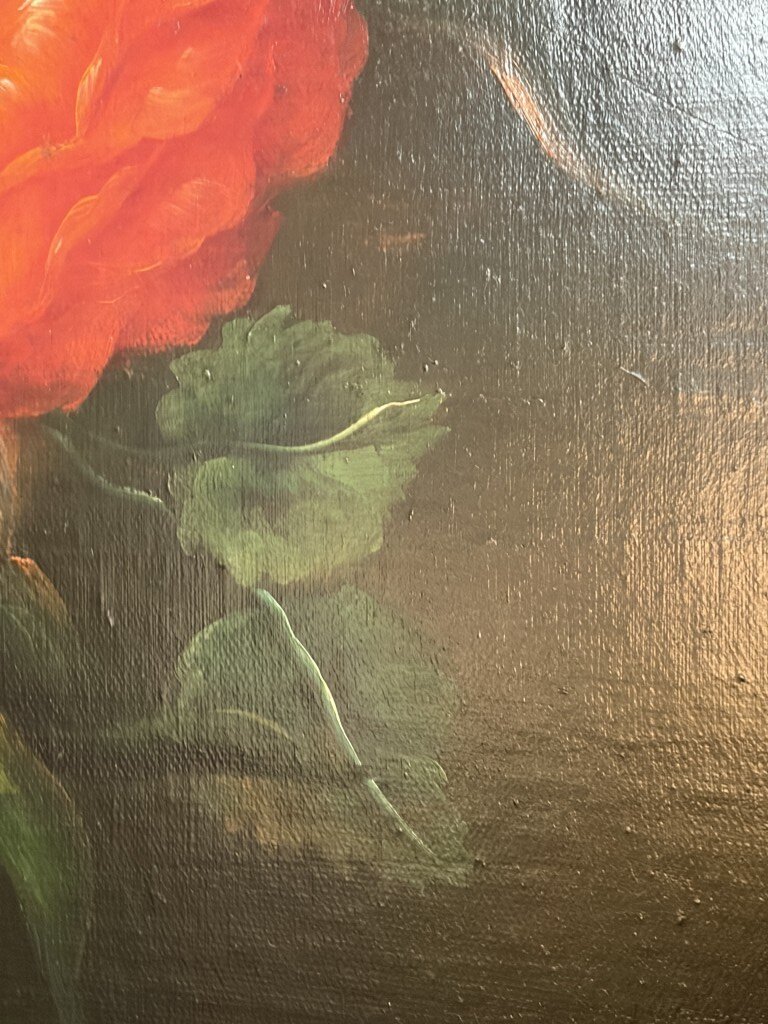 Large Signed Original Oil on Canvas Painting Still Life of Flowers in Vase Large Signed Original Oil on Canvas Painting Still Life of Flowers in Vase