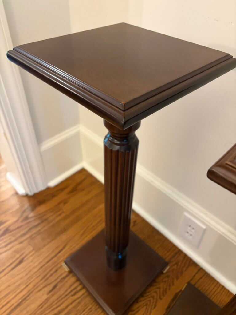 Pair of Cherry Plant Stands by Bombay Company Pair of Cherry Plant Stands by Bombay Company