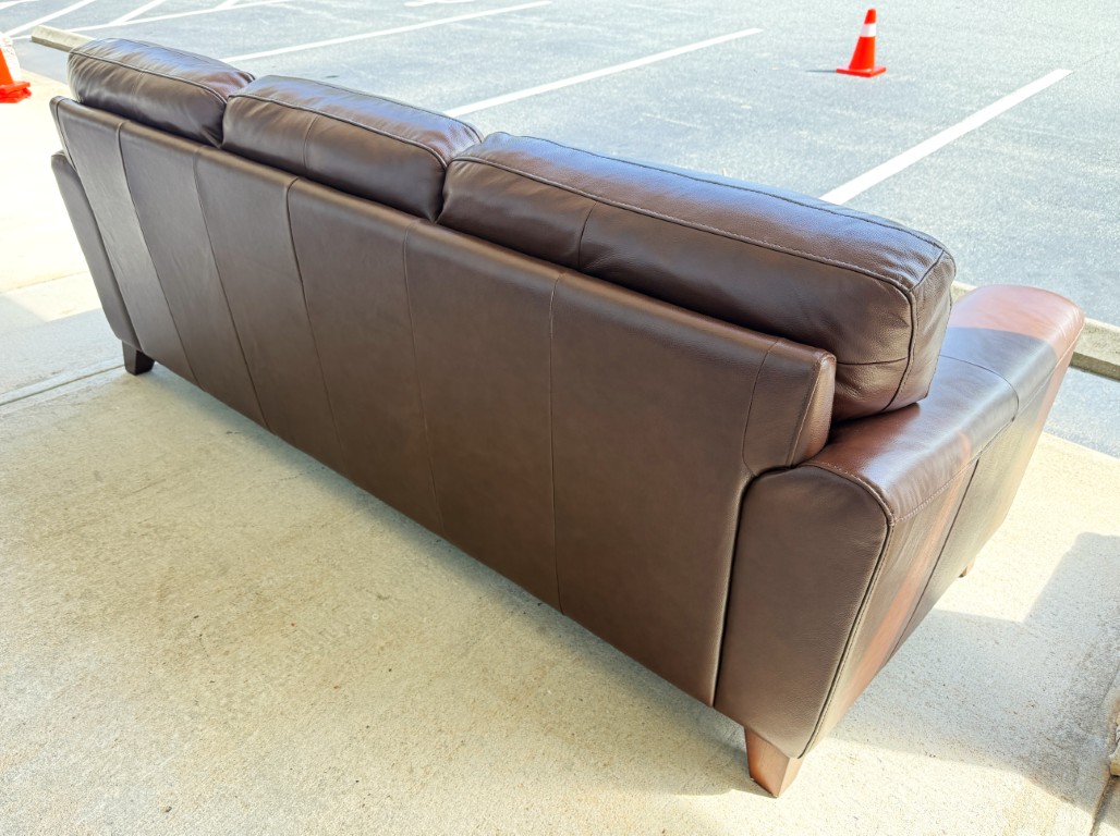 Contemporary Brown Leather Three-Cushion Sofa Contemporary Brown Leather Three-Cushion Sofa