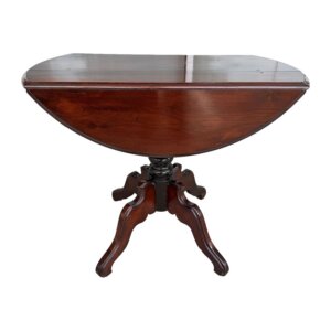 Antique Mahogany Drop Leaf Table with Pedestal Base
