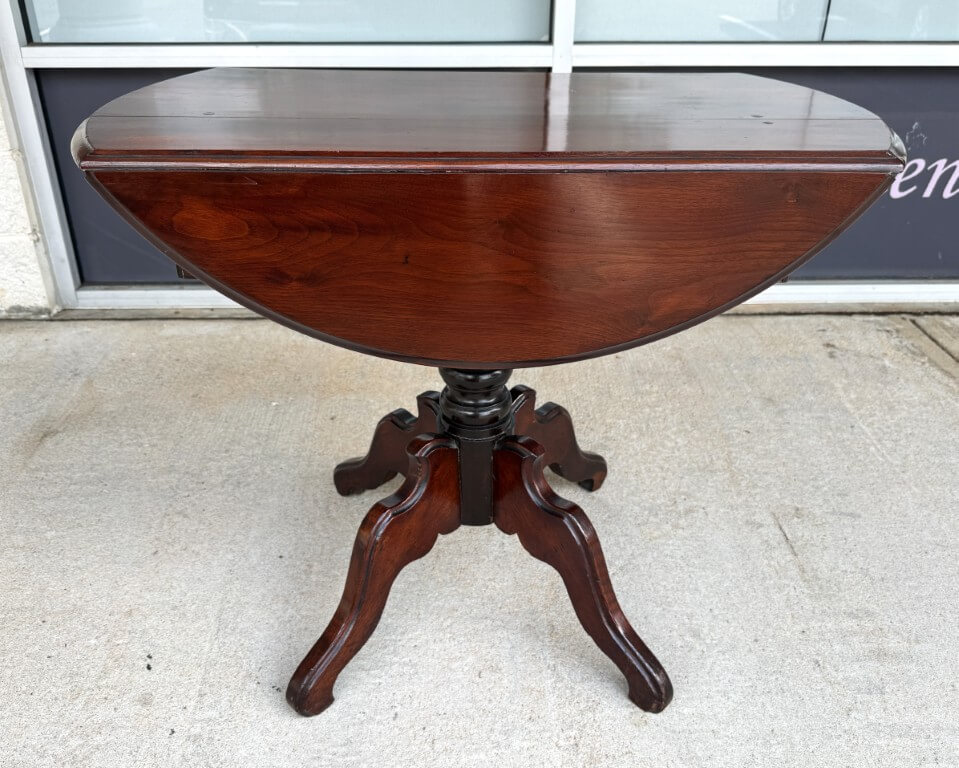 Antique Mahogany Drop Leaf Table with Pedestal Base Antique Mahogany Drop Leaf Table with Pedestal Base