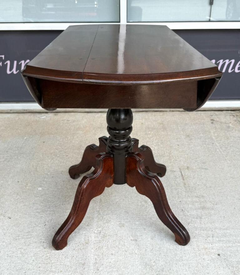 Antique Mahogany Drop Leaf Table with Pedestal Base Antique Mahogany Drop Leaf Table with Pedestal Base