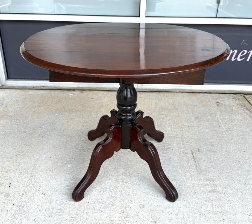 Antique Mahogany Drop Leaf Table with Pedestal Base Antique Mahogany Drop Leaf Table with Pedestal Base