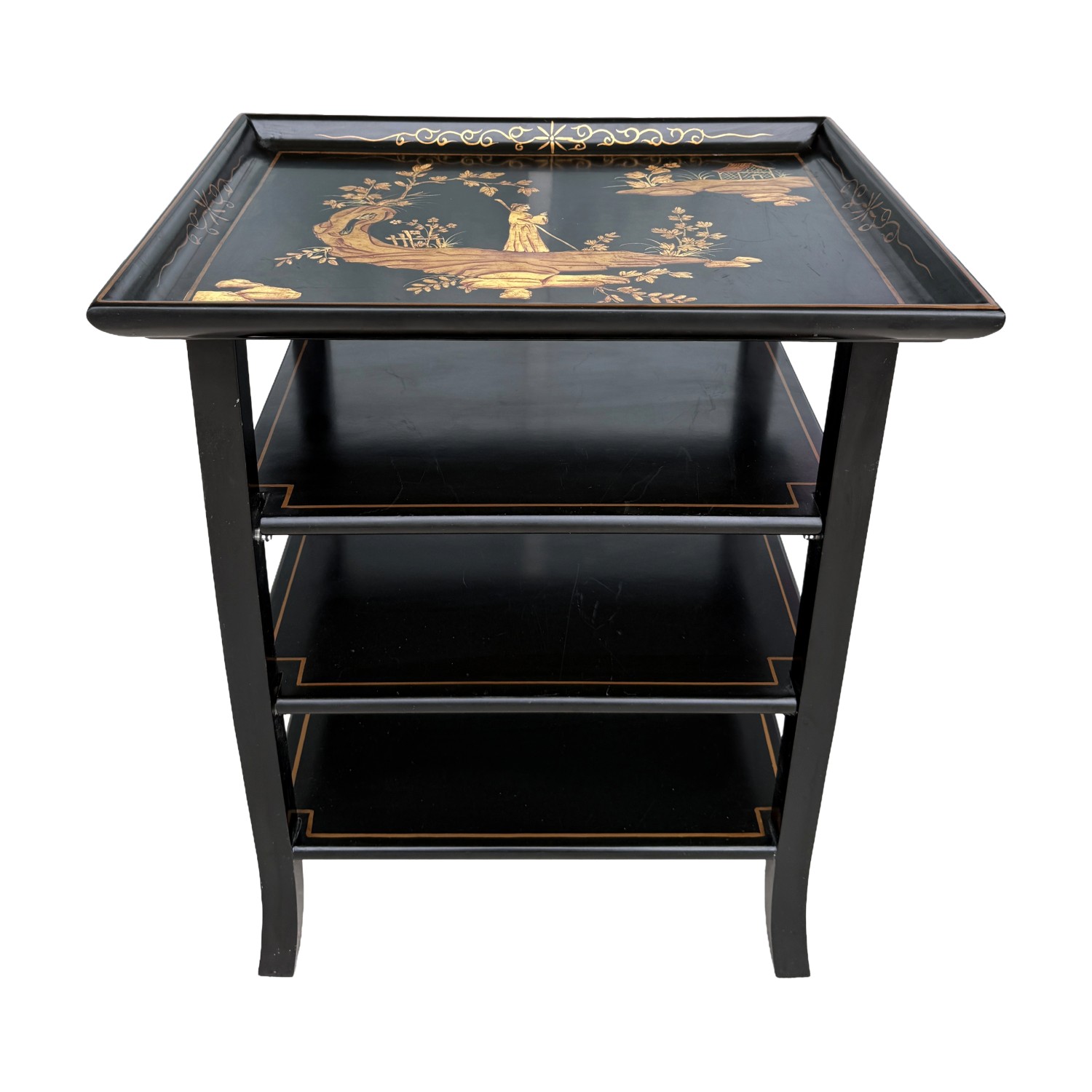Black Painted Asian Tiered Accent Table Black Painted Asian Tiered Accent Table