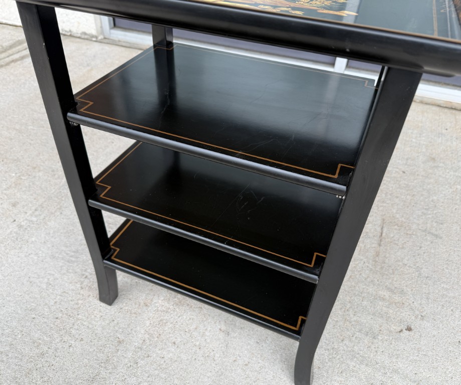 Black Painted Asian Tiered Accent Table Black Painted Asian Tiered Accent Table