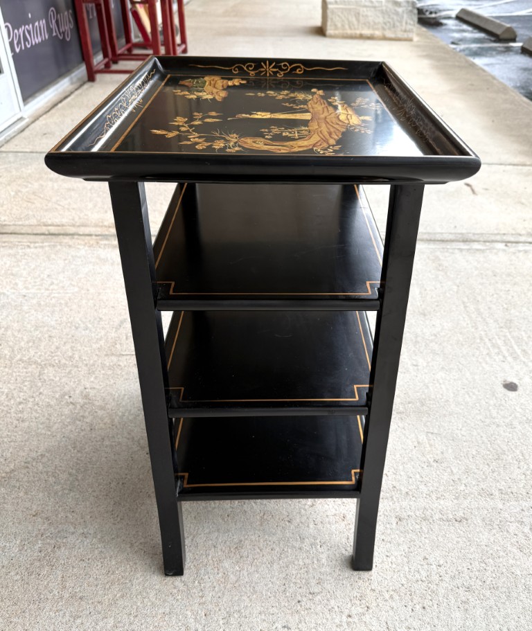 Black Painted Asian Tiered Accent Table Black Painted Asian Tiered Accent Table