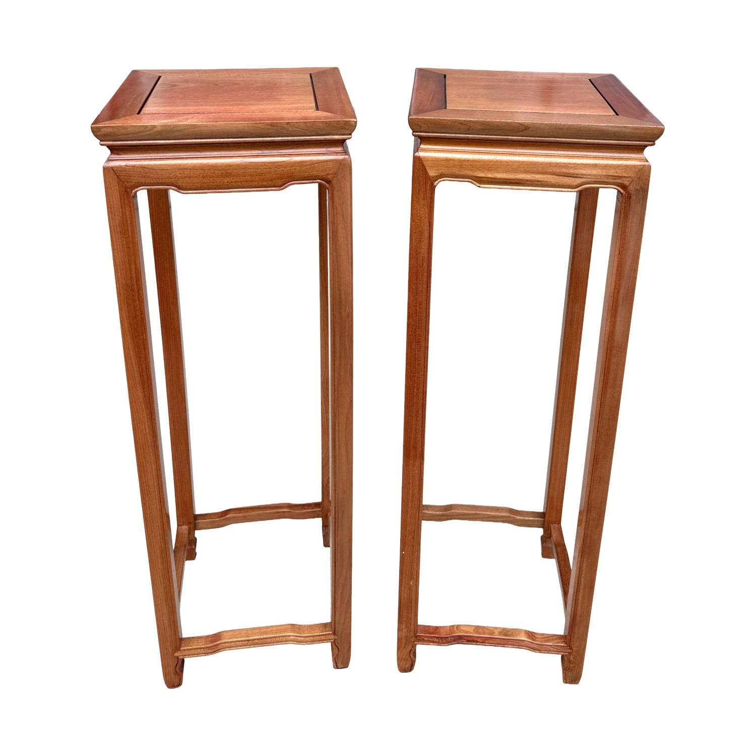 Pair of Chinese Light Cherry Pedestal Stands Pair of Chinese Light Cherry Pedestal Stands