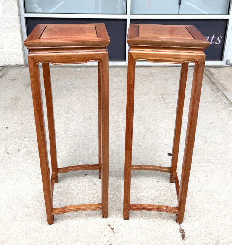 Pair of Chinese Light Cherry Pedestal Stands Pair of Chinese Light Cherry Pedestal Stands