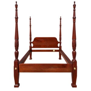 Lexington Queen Size Mahogany Rice Carved Poster Bed Frame