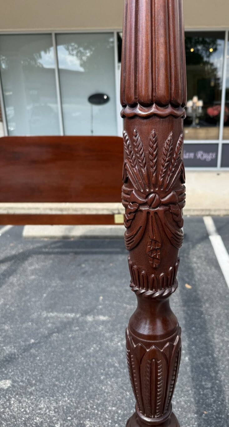 Lexington Queen Size Mahogany Rice Carved Poster Bed Frame Lexington Queen Size Mahogany Rice Carved Poster Bed Frame