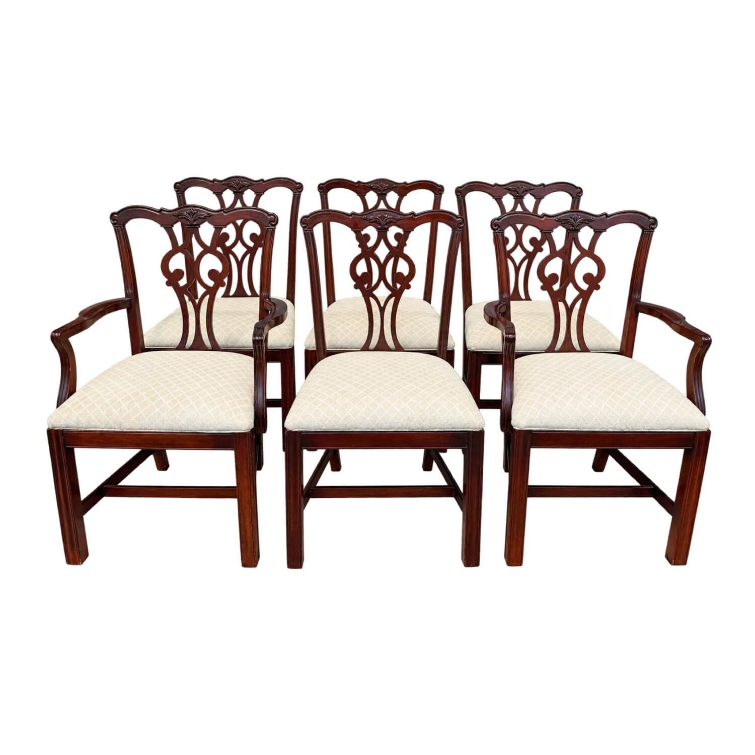Set of 6 Mahogany Chippendale-Style Dining Chairs Set of 6 Mahogany Chippendale-Style Dining Chairs